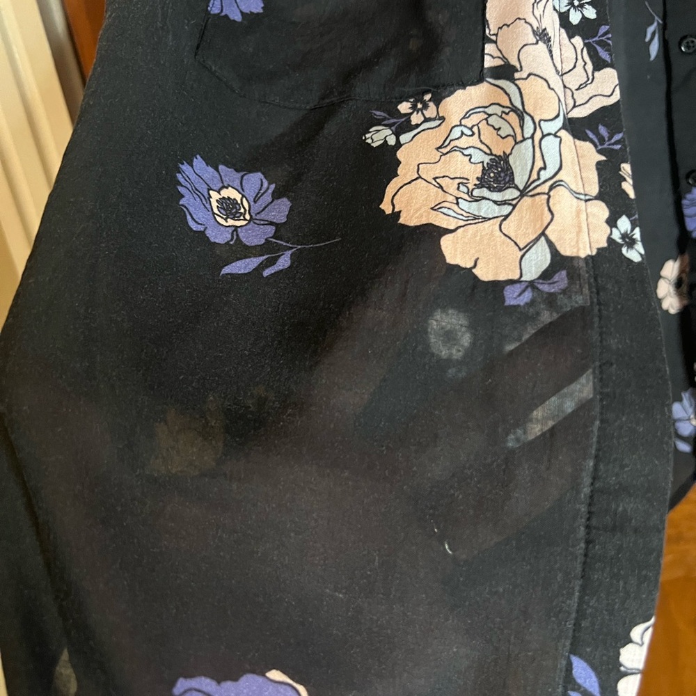 Anthropologie Black and Purple Floral Button Down Shirt - Picture 5 of 8